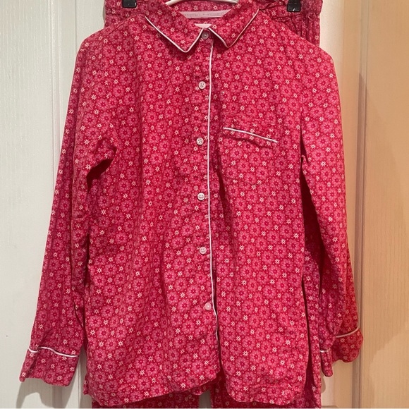 Victoria’s Secret Pajama Set Snowflake Star Pink Red Pants Top Size Small Short - Picture 4 of 11